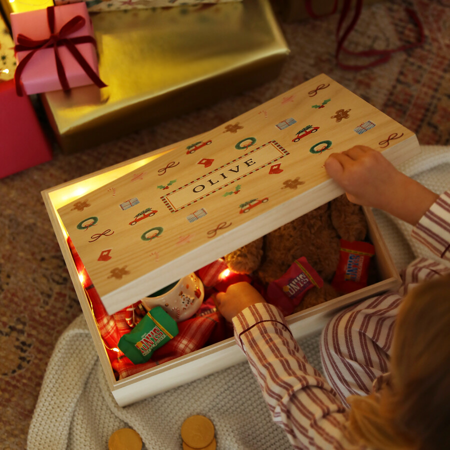 Personalised Festive Wooden Christmas Eve Box