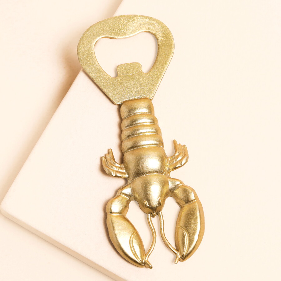 This Gold Lobster-Shaped Bottle Top Opener is Ideal for Adding a Fun Animal Element to Your Summer Tableware