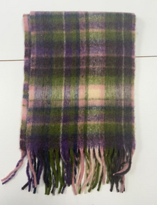 Purple and Green Tartan Winter Scarf