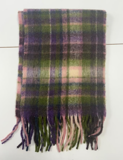 Purple and Green Tartan Winter Scarf