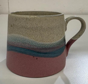 Ceramic Pink Hand Painted Wave Mug