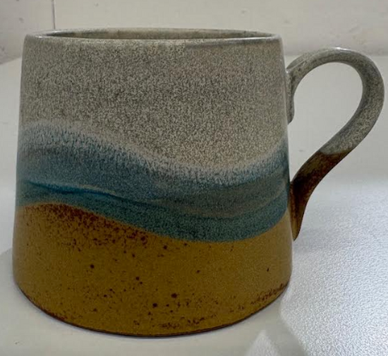 Ceramic Yellow Hand Painted Wave Mug