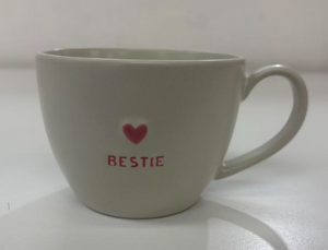 Large Ceramic Pink Heart Bestie Mug