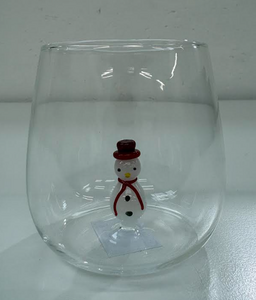 Glass Snowman Tumbler 