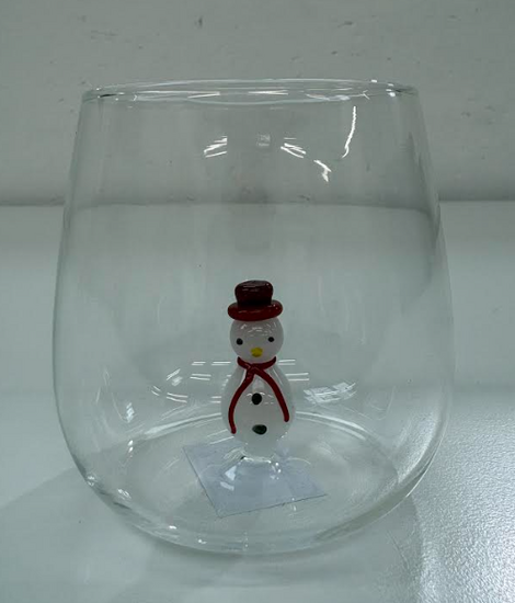Glass Snowman Tumbler 