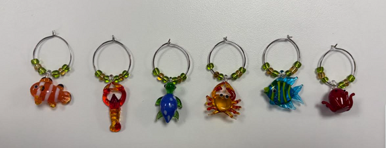 Beaded Sealife Wine Glass Charms