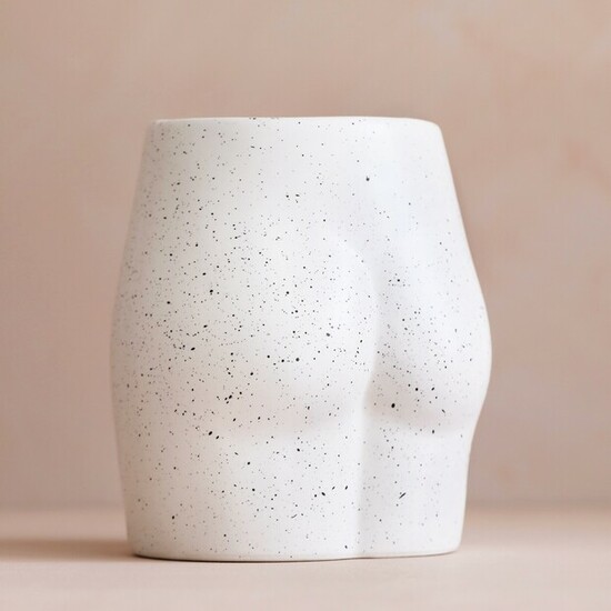 Ceramic Speckled Bum Vase H14cm