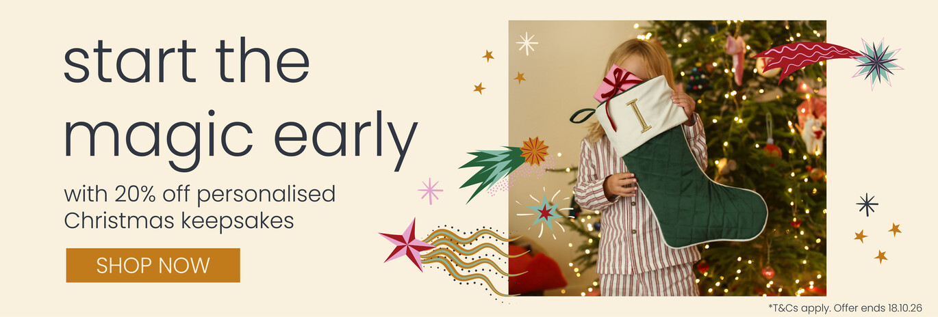 Start the magic early, 20% off personalised Christmas keepsakes.