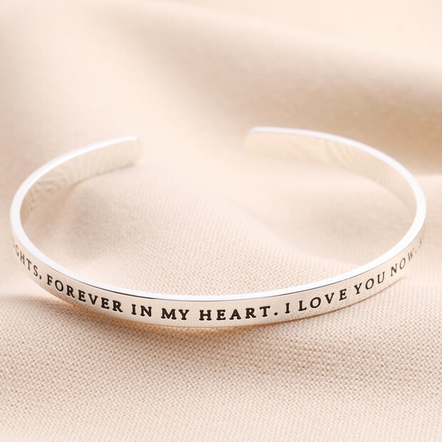 Always in My Thoughts Meaningful Word Bangle in Silver