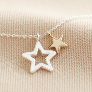 Double Star Necklace in silver and Gold