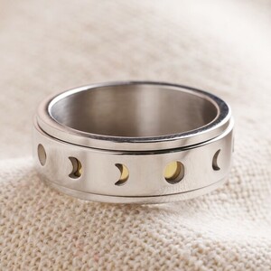 Men's Moonphase Spinning Ring Silver