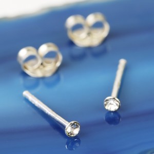 Tiny Sterling Silver Crystal Stud Earrings