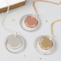 Personalised Disc and Sterling Silver Hoop Necklace