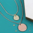 Women's Personalised Mixed Metal Double Chain Disc Charm Necklace