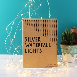 Mains Powered Silver Wire Waterfall String Lights - UK plug