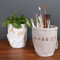 Personalised Round Paper Plant Pot, H18/20cm