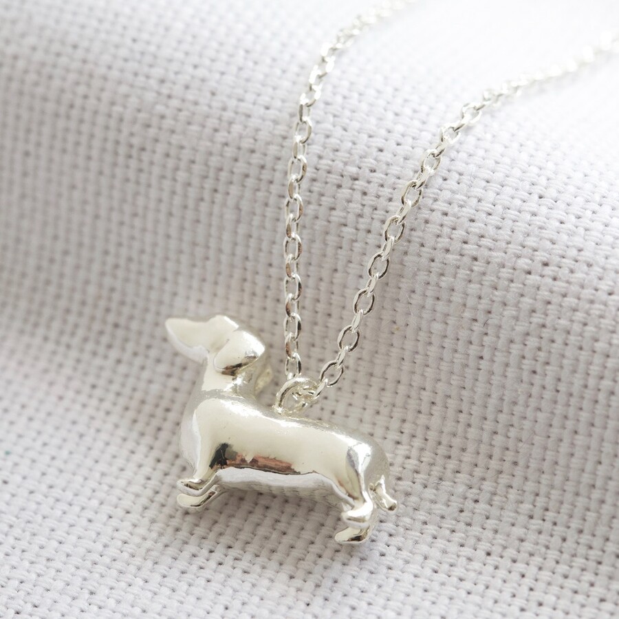 Ladies' Sausage Dog Necklace in Silver | Jewellery | Lisa Angel