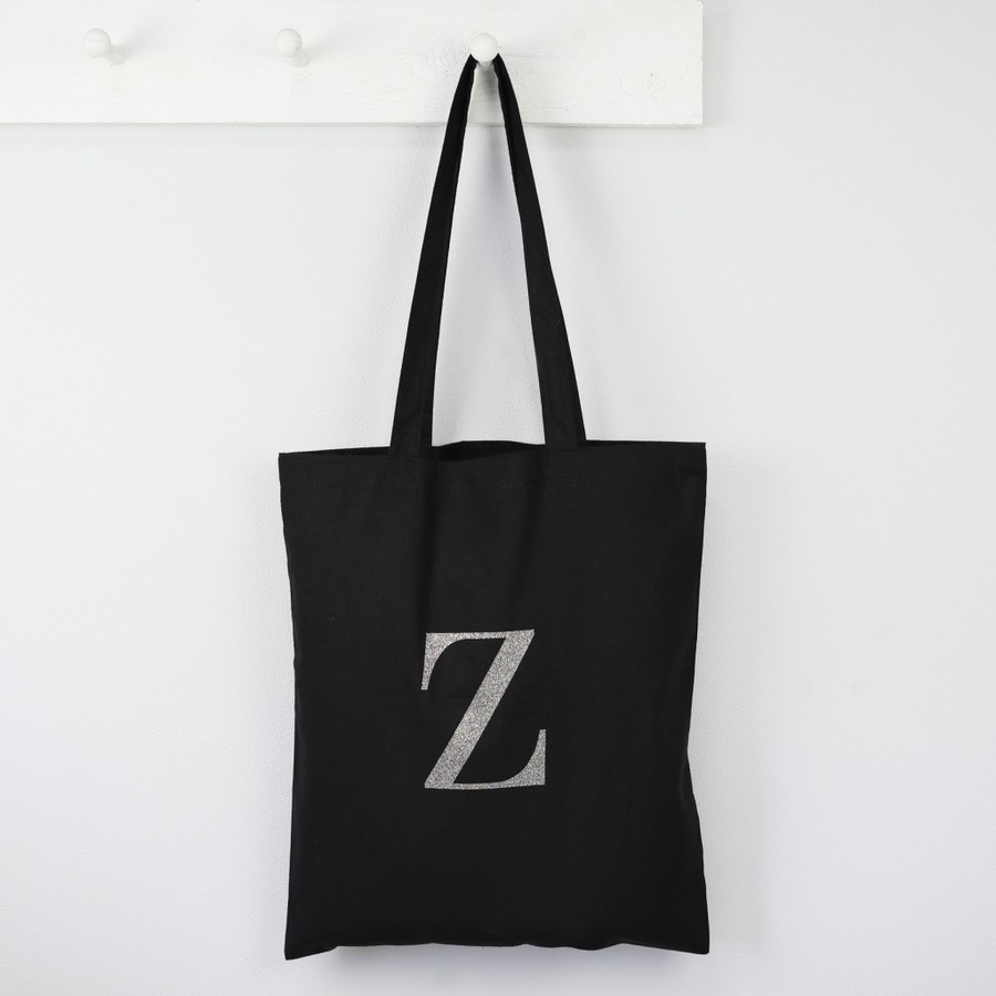 Personalised Initials Cotton Tote Bag in Grey Lisa Angel
