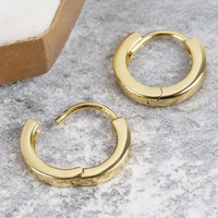 Tiny Gold Sterling Silver Wide Hoop Earrings