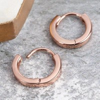 Tiny Rose Gold Sterling Silver Wide Hoop Earrings