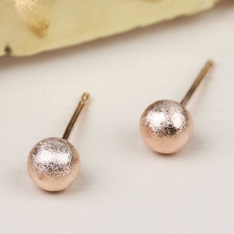 stud ball earrings brushed tiny rose gold