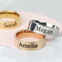 Personalised Wide Stainless Steel Band Ring