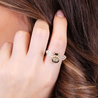 Adjustable Bumblebee Ring in Gold