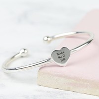 Personalised Sterling Silver Heart Christening Bangle