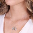 Lisa Angel Ladies' Personalised Handmade Disc and Snowflake Charm Necklace on Model