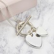 Lisa Angel Double Heart Toggle Necklace silver