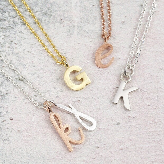 Mixed Metal Initial Pendant Necklace 
