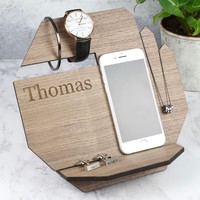 Men's Personalised Wooden Hexagonal Accessory Stand