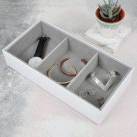 Stackers Deep Glass 3 Section Jewellery Tray in White