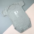 Lisa Angel Cotton Baby's Personalised Short Sleeved Grey Bodysuit