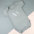 Lisa Angel Soft Baby's Personalised Short Sleeved Grey Bodysuit