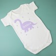 Lisa Angel Unisex Personalised Dinosaur Short Sleeved White Baby Bodysuit