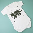 Lisa Angel Unisex Personalised Dinosaur Short Sleeved White Baby Bodysuit