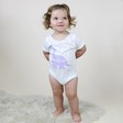 Lisa Angel 100% Cotton Personalised Dinosaur Short Sleeved White Baby Bodysuit