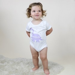 Personalised Dinosaur Short Sleeved White Babygrow