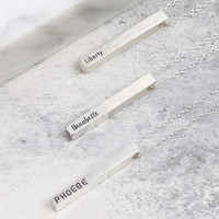 Personalised Sterling Silver Bar Necklace