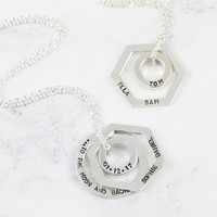 Personalised Sterling Silver Geometric Pendant Necklace