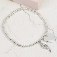 Lisa Angel Ladies' Silver Personalsied Beaded Wing Charm Bracelet
