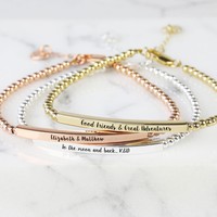 Personalised Beaded Bar Bracelet