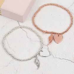 Personalised Beaded Wing Charm Bracelet