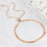 Beaded Bar and Chain Bracelet in Rose Gold