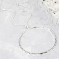 Beaded Bar and Chain Bracelet in Silver