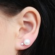 Ladies' Tiny Vintage Ivory Sterling Silver Freshwater Pearl Earrings