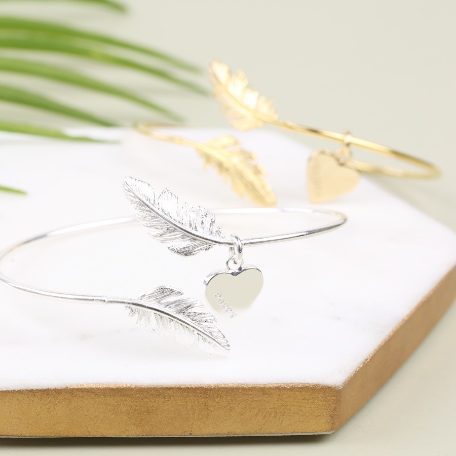 Feather Bangle with Name | Women's Jewellery | Lisa Angel