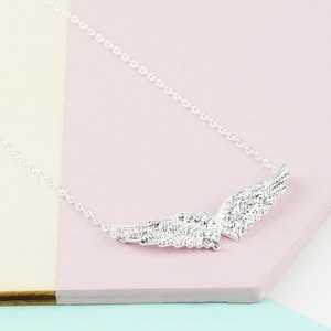Angel Wings Pendant Necklace in Silver