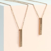 Personalised Rose Gold Stainless Steel Bar Necklace